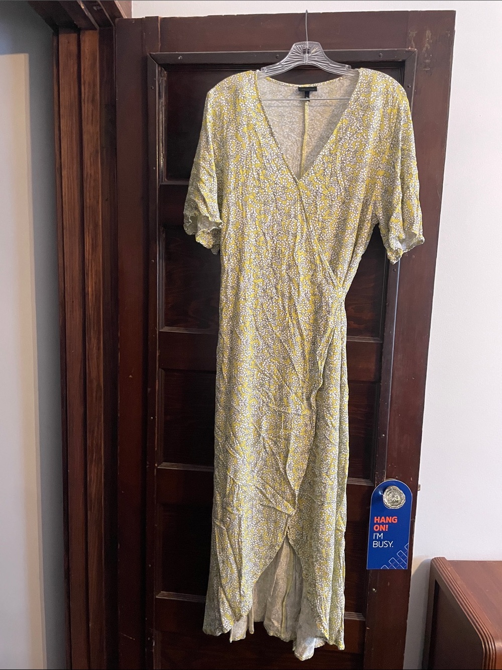 Who What Wear Yellow Floral Wrap Maxi Dress